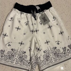 Savage X Fenty Black and White Patterned Board Shorts